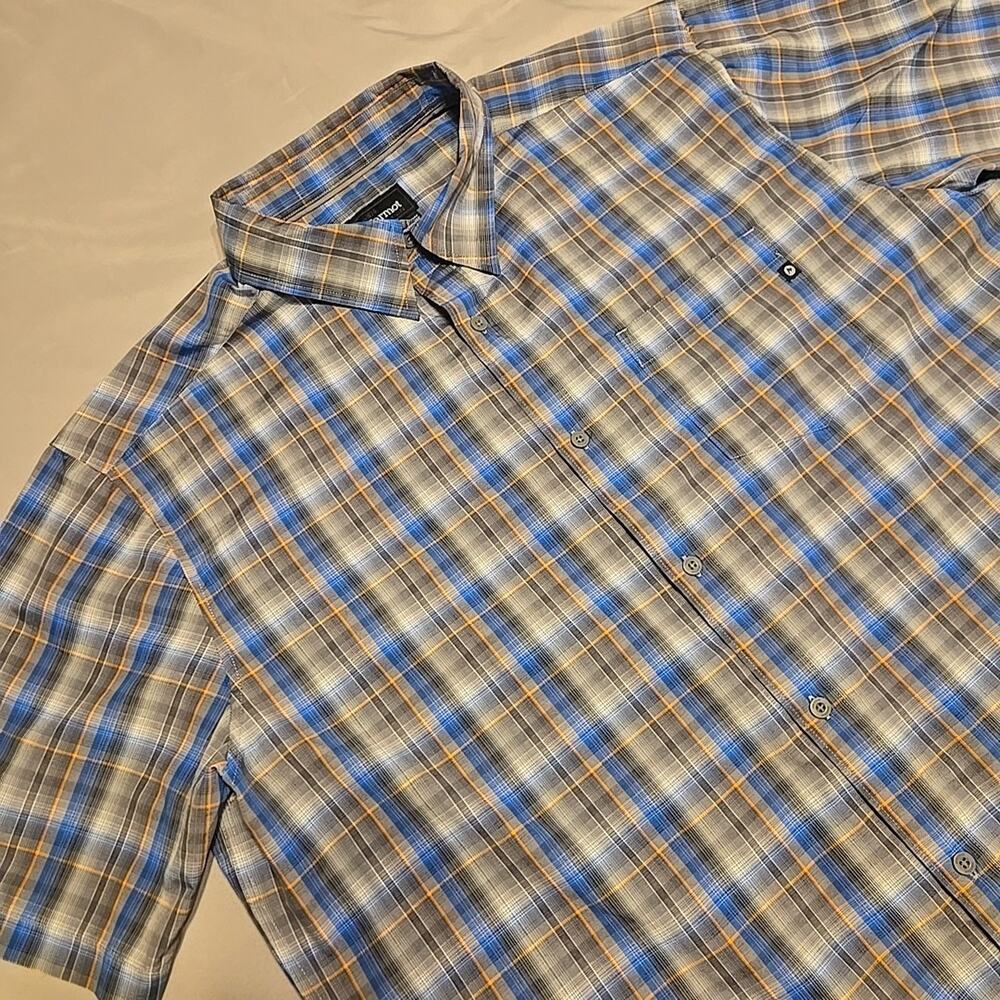 Marmot Men's Multi-Color Plaid Short Sleeve Shirt Blue Gray Mens XL